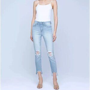 L'Agence 26 High Line Skinny Shark Bite Raw Hem Jeans
